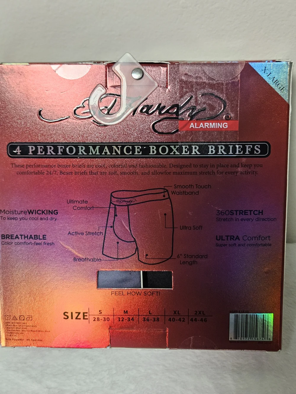 Ed Hardy Men's Performance Boxer Brief 4-Pack Multicolor Skull Print Tattoo Edgy